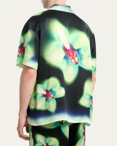 CASABLANCA Men's Silk Maxi-Floral Short-Sleeve Shirt | Thumbnail 3 CASABLANCA Men's Silk Maxi-Floral Short-Sleeve Shirt | Thumbnail 3