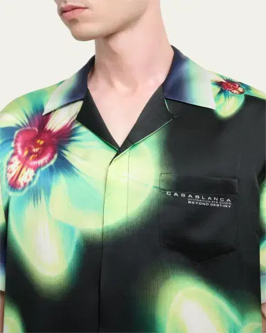 CASABLANCA Men's Silk Maxi-Floral Short-Sleeve Shirt | Thumbnail 5 CASABLANCA Men's Silk Maxi-Floral Short-Sleeve Shirt | Thumbnail 5