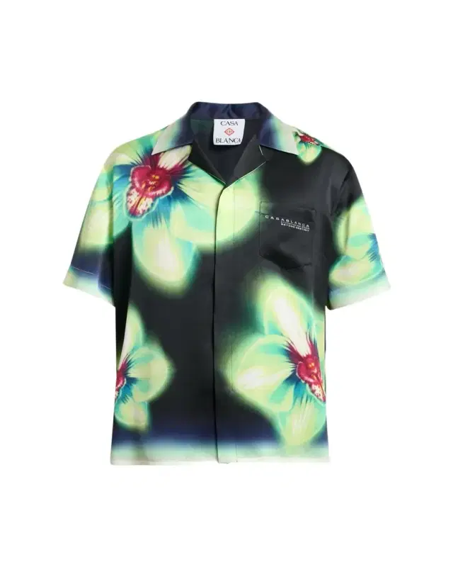 Men's Silk Maxi-Floral Short-Sleeve Shirt