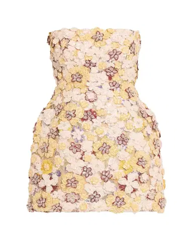 Costarellos Sirra Strapless Embroidered Floral Applique Mini Dress | Thumbnail 1
