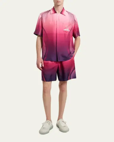 CASABLANCA Men's Silk Half-Tone Logo Drawstring Shorts | Thumbnail 2