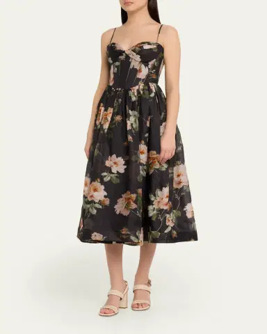 Zimmermann Luna Corset Midi Dress | Thumbnail 4 Zimmermann Luna Corset Midi Dress | Thumbnail 4