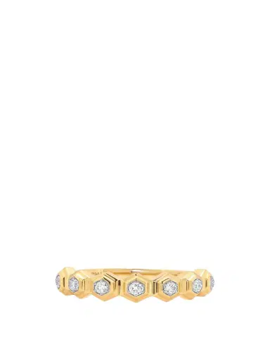 SARA WEINSTOCK Honey Comb 18K Gold & Diamond Hexagon Band Ring | Thumbnail 1