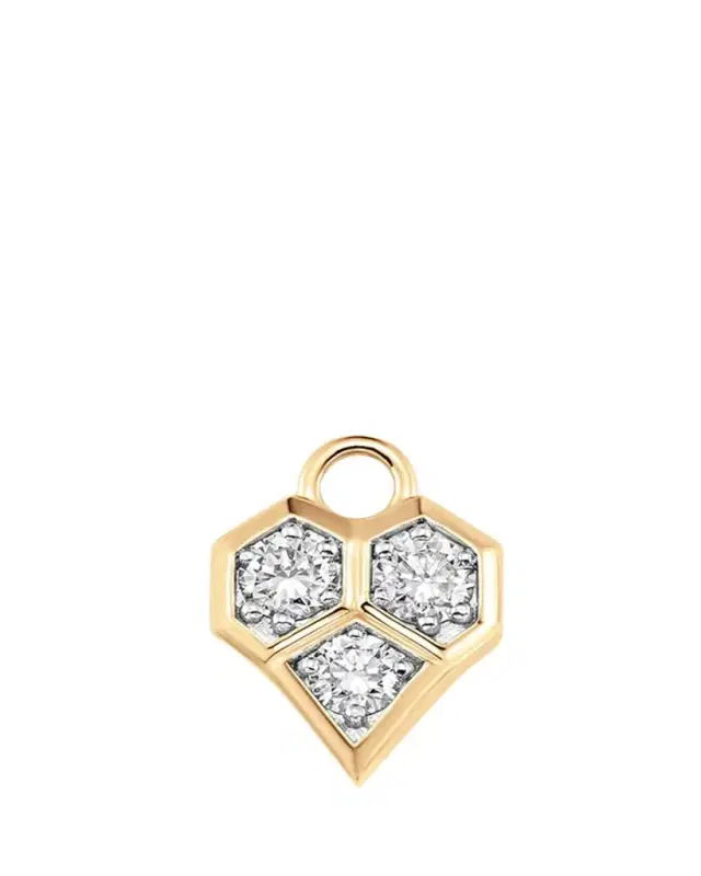 Sara Weinstock Honey Comb 18K Gold & Diamond Pendant Charm