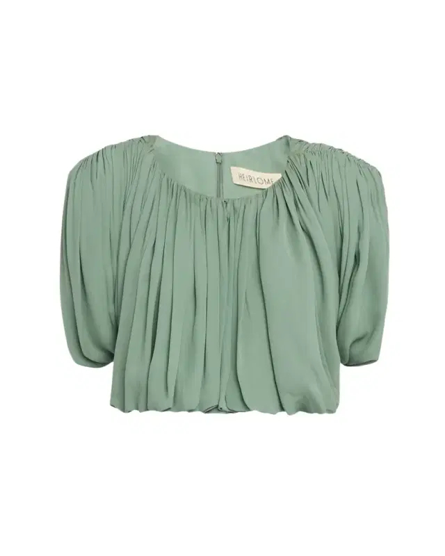 Renata Sleeveless Draped Silk Georgette Crop Top