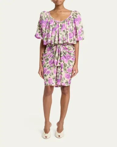 Chloé Floral Draped Silk Bow Skirt | Thumbnail 2 Chloé Floral Draped Silk Bow Skirt | Thumbnail 2