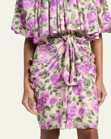 Chloé Floral Draped Silk Bow Skirt | Thumbnail 5 Chloé Floral Draped Silk Bow Skirt | Thumbnail 5