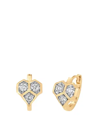 Sara Weinstock Honey Comb 18K Gold & Diamond Heart Huggie Earrings | Thumbnail 1