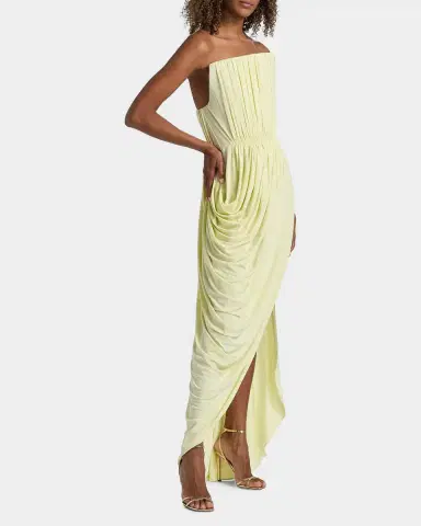 Stella McCartney Strapless Draped Crepe Jersey Slit Gown | Thumbnail 11