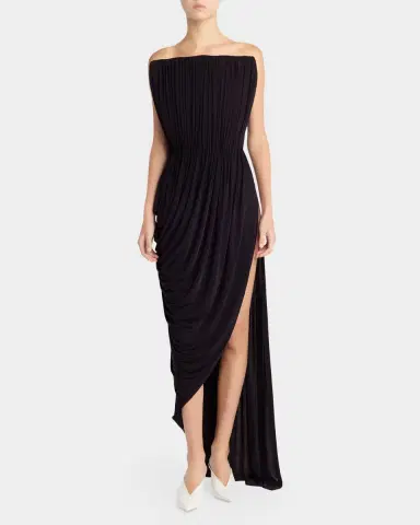 Stella McCartney Strapless Draped Crepe Jersey Slit Gown | Thumbnail 12