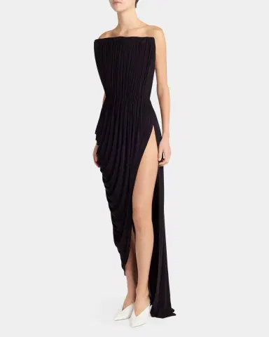 Stella McCartney Strapless Draped Crepe Jersey Slit Gown | Thumbnail 14