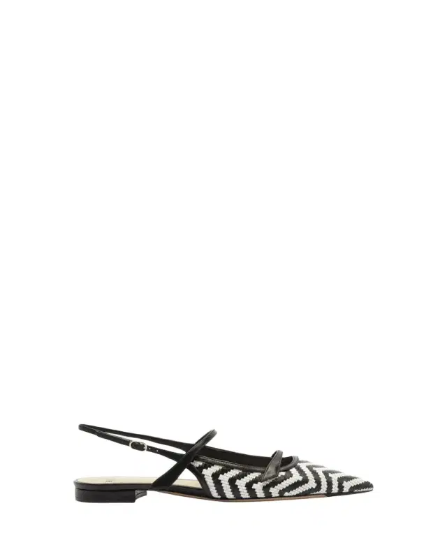 Alexandre Birman Tita Zig-Zag Raffia Slingback Flats