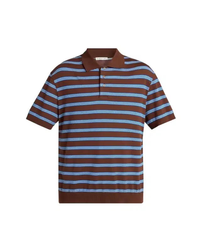 en's Cotton Knit Triple-Stripe Polo Shirt