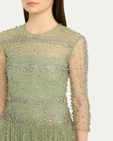 Costarellos Solene Crystal Tiered Ruffle Gown | Thumbnail 5 Costarellos Solene Crystal Tiered Ruffle Gown | Thumbnail 5