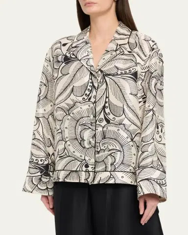 Heirlome Bernardina Abstract-Print Silk Button-Down Shirt | Thumbnail 4 Heirlome Bernardina Abstract-Print Silk Button-Down Shirt | Thumbnail 4