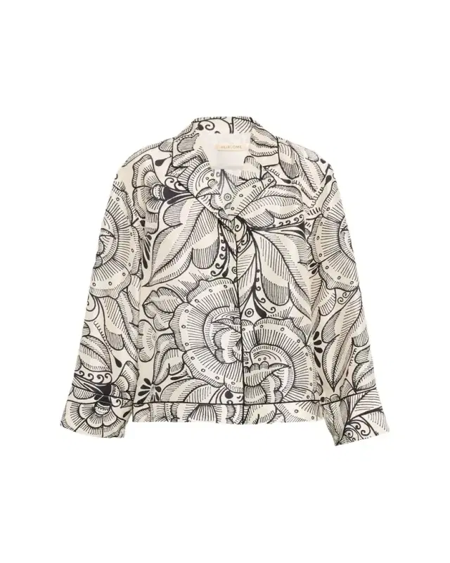 Heirlome Bernardina Abstract-Print Silk Button-Down Shirt