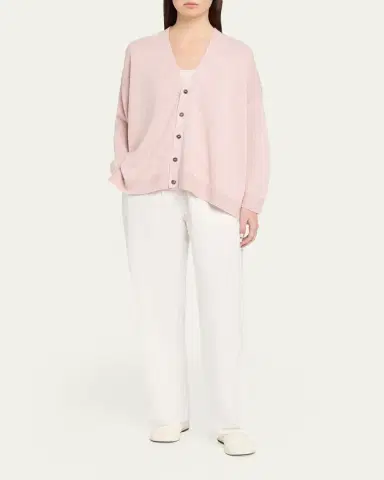 Eskandar Cotton Linen V-Neck Cardigan - Mid Length | Thumbnail 2 Eskandar Cotton Linen V-Neck Cardigan - Mid Length | Thumbnail 2