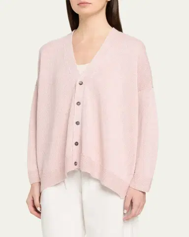 Eskandar Cotton Linen V-Neck Cardigan - Mid Length | Thumbnail 4 Eskandar Cotton Linen V-Neck Cardigan - Mid Length | Thumbnail 4