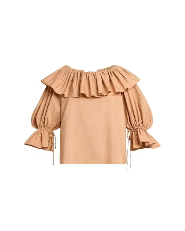 Chloe Ruffle Balloon-Sleeve Cotton Top