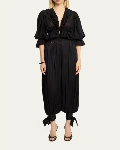 Chloé Tie Ruffle Silk Crop Top | Thumbnail 2