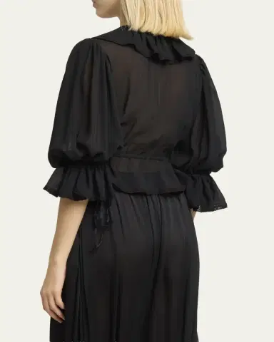 Chloé Tie Ruffle Silk Crop Top | Thumbnail 3