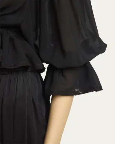 Chloé Tie Ruffle Silk Crop Top | Thumbnail 5