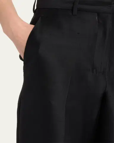 Heirlome Rickie Shantung Silk Asymmetric Wide-Leg Trousers | Thumbnail 5