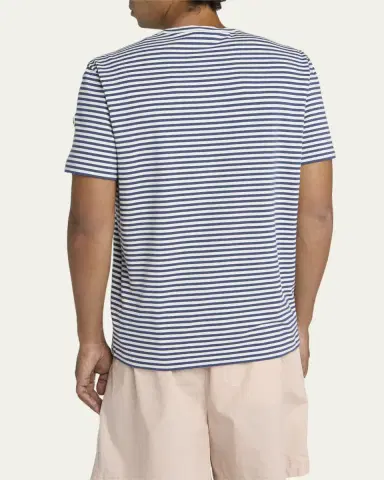 Moncler Men's Palm Logo Striped Short-Sleeve T-Shirt | Thumbnail 3 Moncler Men's Palm Logo Striped Short-Sleeve T-Shirt | Thumbnail 3