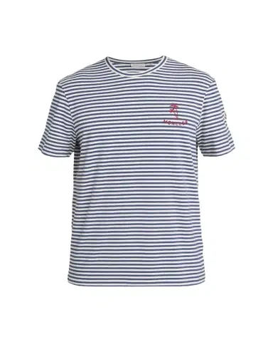 Moncler Men's Palm Logo Striped Short-Sleeve T-Shirt | Thumbnail 1 Moncler Men's Palm Logo Striped Short-Sleeve T-Shirt | Thumbnail 1