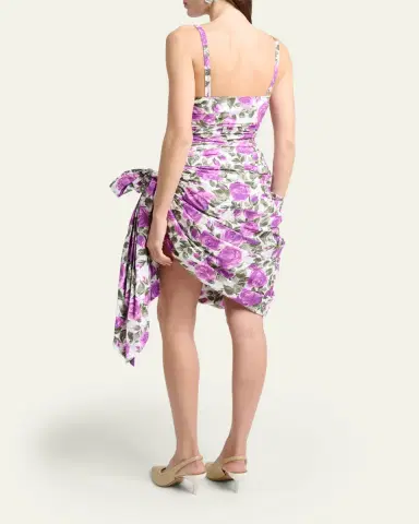 Chloé Sleeveless Ruched Floral Cotton Bow Dress | Thumbnail 3 Chloé Sleeveless Ruched Floral Cotton Bow Dress | Thumbnail 3