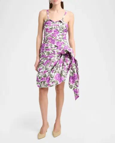 Chloé Sleeveless Ruched Floral Cotton Bow Dress | Thumbnail 8 Chloé Sleeveless Ruched Floral Cotton Bow Dress | Thumbnail 8