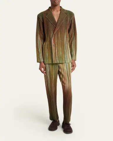 Homme Plissé Issey Miyake Men's Paintbrush Agate-Print Pleated Trousers | Thumbnail 6