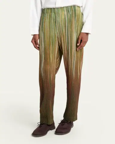 Homme Plissé Issey Miyake Men's Paintbrush Agate-Print Pleated Trousers | Thumbnail 8