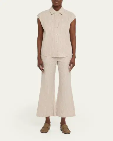 Vince Ticking Stripe Cropped Flare Trousers | Thumbnail 2