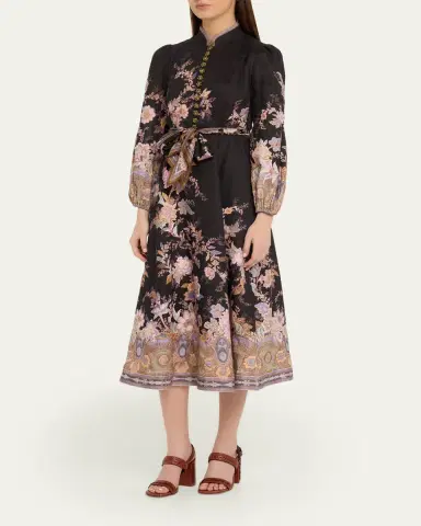 Zimmermann Luna Button Midi Dress | Thumbnail 4