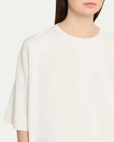 Eskandar Round Neck 3/4-Sleeve Top With Hembands - Mid Plus Length | Thumbnail 5 Eskandar Round Neck 3/4-Sleeve Top With Hembands - Mid Plus Length | Thumbnail 5