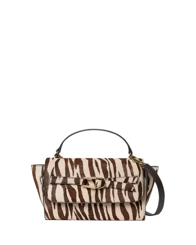 Loeffler Randall Alexi Zebra-Print Calfhair & Leather Top-Handle Bag