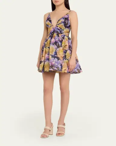 Zimmermann Luna V-Neck Mini Dress | Thumbnail 4 Zimmermann Luna V-Neck Mini Dress | Thumbnail 4