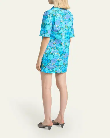 Chloé Floral Cotton Twill Short-Sleeve Mini Shirtdress | Thumbnail 3 Chloé Floral Cotton Twill Short-Sleeve Mini Shirtdress | Thumbnail 3