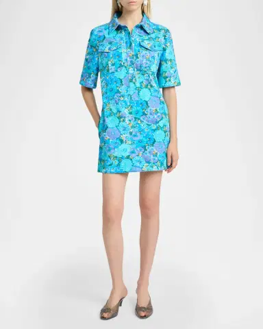 Chloé Floral Cotton Twill Short-Sleeve Mini Shirtdress | Thumbnail 6 Chloé Floral Cotton Twill Short-Sleeve Mini Shirtdress | Thumbnail 6