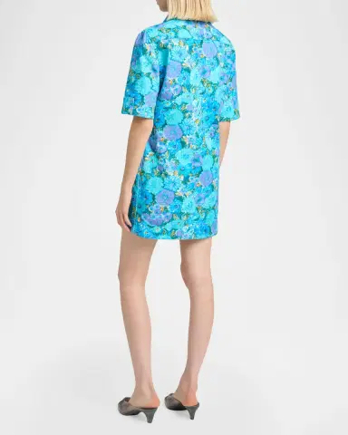 Chloé Floral Cotton Twill Short-Sleeve Mini Shirtdress | Thumbnail 7 Chloé Floral Cotton Twill Short-Sleeve Mini Shirtdress | Thumbnail 7