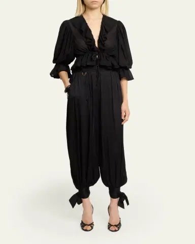 Chloé Silk Charmeuse Balloon-Leg Ankle Trousers | Thumbnail 2 Chloé Silk Charmeuse Balloon-Leg Ankle Trousers | Thumbnail 2