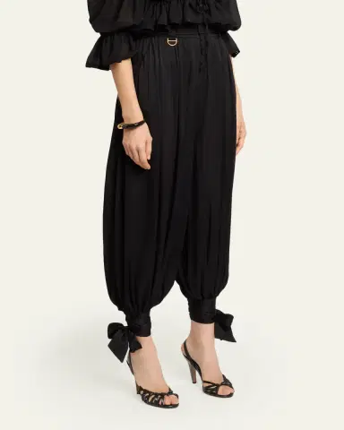Chloé Silk Charmeuse Balloon-Leg Ankle Trousers | Thumbnail 4 Chloé Silk Charmeuse Balloon-Leg Ankle Trousers | Thumbnail 4