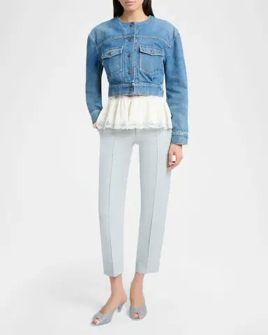 Chloé Collarless Denim Crop Jacket | Thumbnail 6 Chloé Collarless Denim Crop Jacket | Thumbnail 6