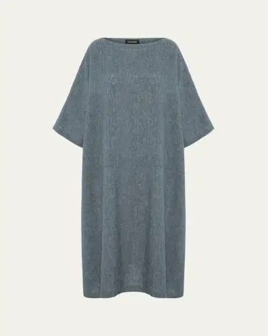 Eskandar Heavyweight Delave Linen Angle-To-Front Side Seam Scoop Neck T-Shirt Dress | Thumbnail 5 Eskandar Heavyweight Delave Linen Angle-To-Front Side Seam Scoop Neck T-Shirt Dress | Thumbnail 5