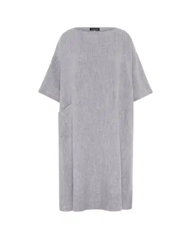 Eskandar Heavyweight Delave Linen Angle-To-Front Side Seam Scoop Neck T-Shirt Dress | Thumbnail 1 Eskandar Heavyweight Delave Linen Angle-To-Front Side Seam Scoop Neck T-Shirt Dress | Thumbnail 1