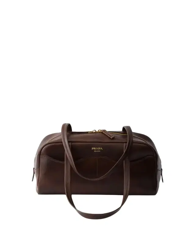 Prada Carry Large Antiqued Leather Shoulder Bag