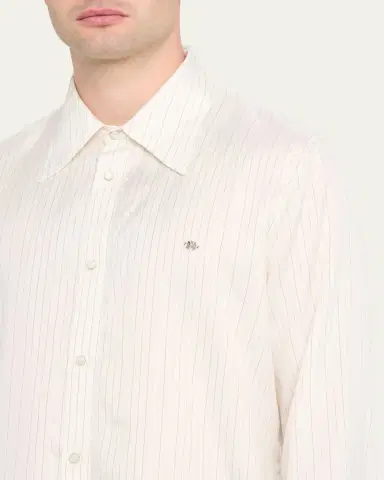 AMIRI Men's Metallic Fiber Fine-Stripe Silk Sport Shirt | Thumbnail 5 AMIRI Men's Metallic Fiber Fine-Stripe Silk Sport Shirt | Thumbnail 5