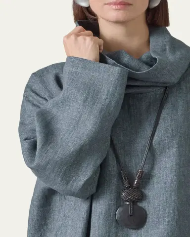Eskandar Heavyweight Delave Linen Angle-To-Front Monks Top - Long Length | Thumbnail 5 Eskandar Heavyweight Delave Linen Angle-To-Front Monks Top - Long Length | Thumbnail 5