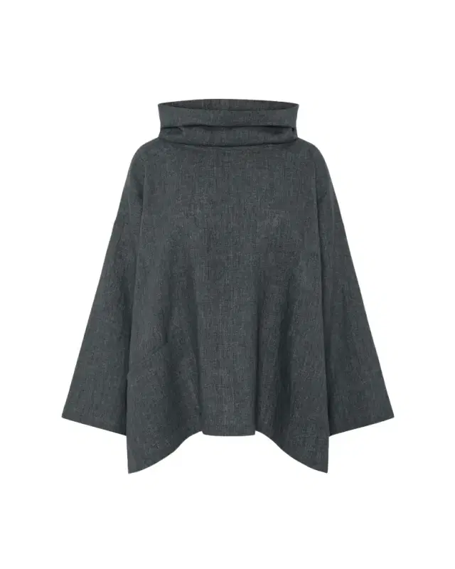 Eskandar Heavyweight Delave Linen Angle-To-Front Monks Top - Long Length